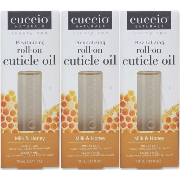 Cuccio Revitalizing Roll-On Cuticle Oil, Milk and Honey, 0.33 Oz., Pack of 3