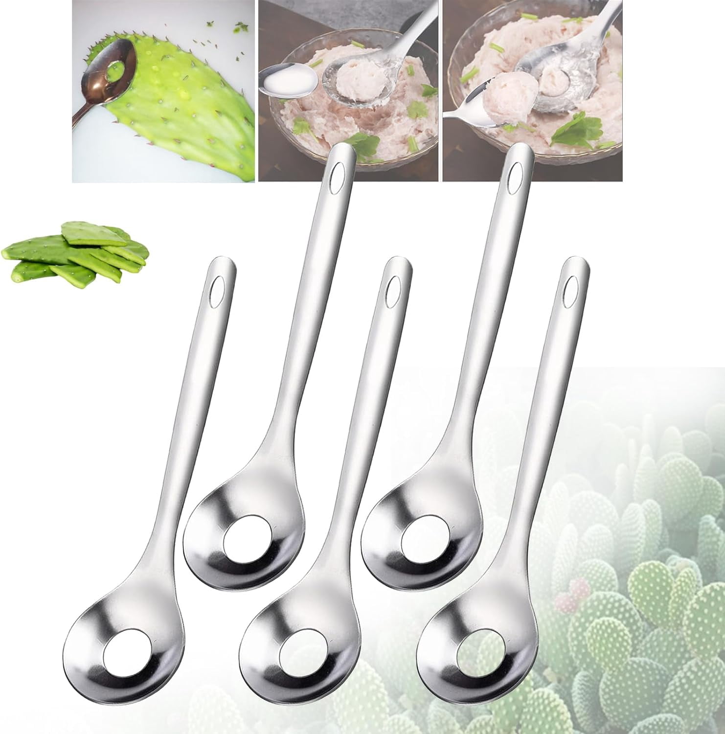 Kaktusschäler-Set 3-teilig – Aus Edelstahl Zum Entstacheln Von Nopales, Mit Rutschfesten Griffen & Aufhängehaken