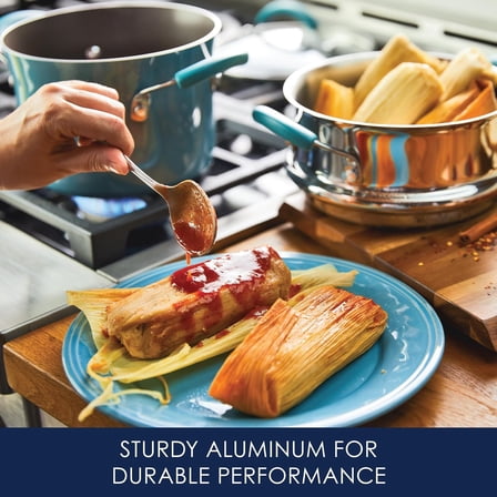 Cucina Hard Porcelain Enamel Nonstick Multi-Pot / Steamer Set, 3-Quart, Agave Blue - 16799