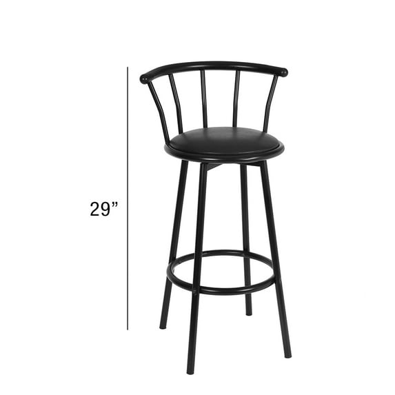Cucina Pair of Black Finish Black Swivel Bar Stools