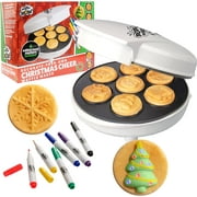 Waffle Wow! Pine Tree Waffle Maker w 6 Edible Food Markers- Make Breakfast Fun w Delicious Decorated Pancakes or Waffles- Electric Nonstick Waffler Iron, Fun Gift for Kids & Adults