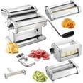 thumbnail image 1 of Cucina Pro Pasta Maker Deluxe Set 5 pc Premium Stainless Steel Machine w Spaghetti Fettuccini Roller Angel Hair Ravioli Noodle Lasagnette Cutter Attachments- Italian Dinner Party Cooking Gift, 1 of 5