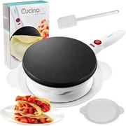 CucinaPro Cordless Crepe Maker - دليل وصفة مجاني ، لوحة غمس بدون عصا بالإضافة إلى قاعدة كهربائية وملعقة بطارية ، خباز محمول ومضغوط ، وجبة إفطار صباحية فريدة من نوعها أو هدية