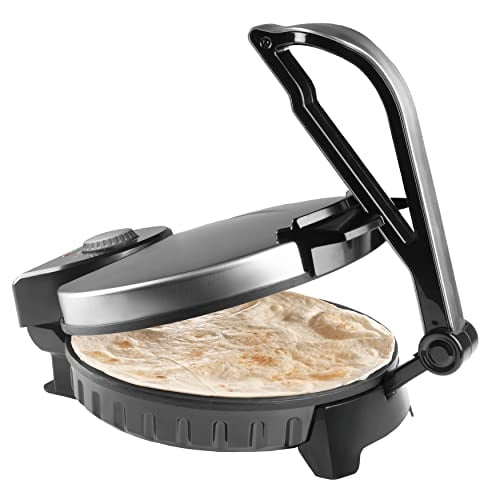 CucinaPro Electric Tortilla Maker - 10" Roti, Flatbread, Non-Stick Cooking Plates with Ready Light and Cord Wrap