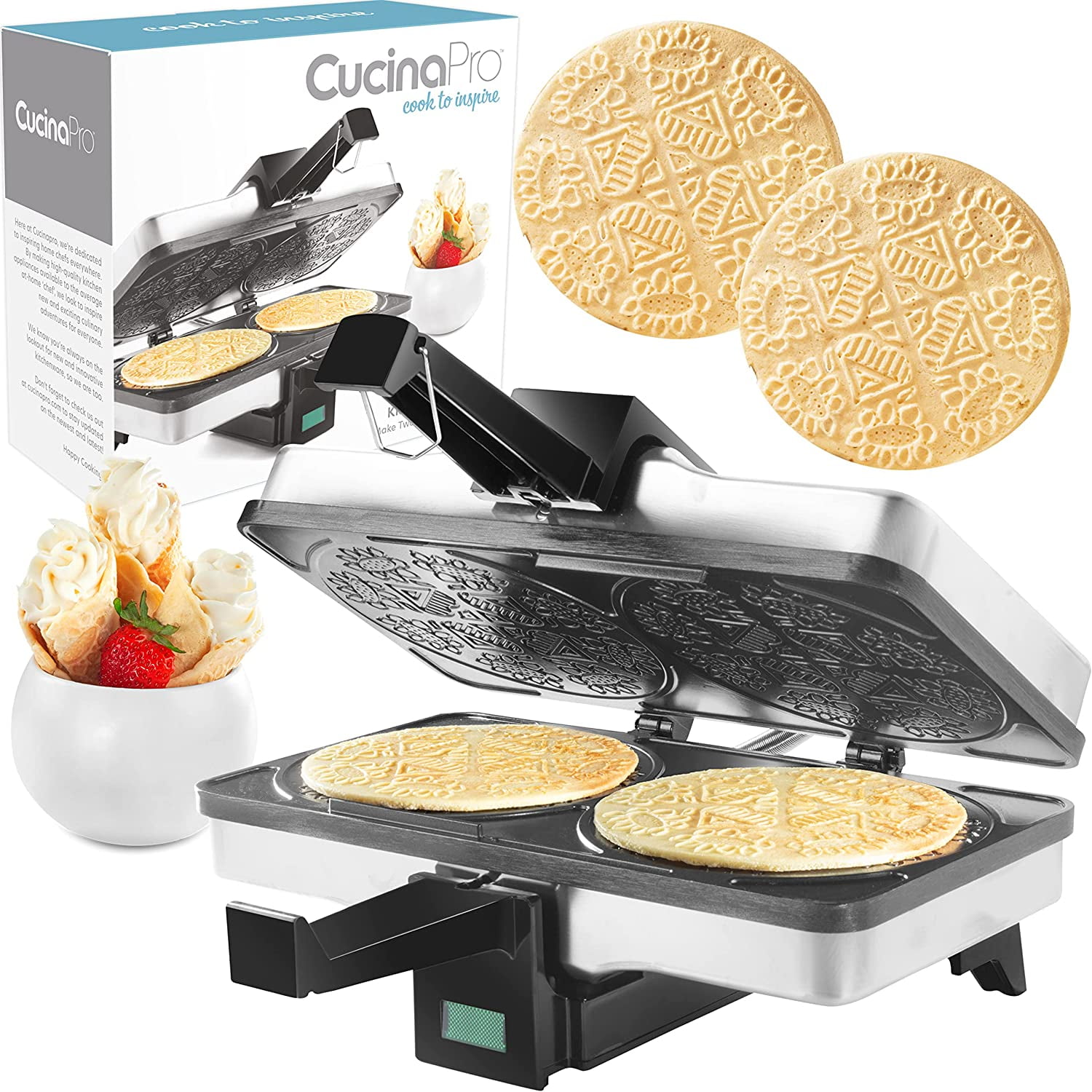 CucinaPro Krumkake Baker By Cucina Pro - 100% Non Stick, Makes Two ...