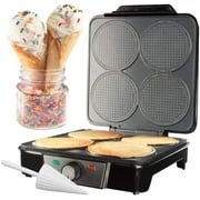 CucinaPro Mini Waffle Ice Cream Cone Maker - Bake 4 Homemade Mini Cones at Once