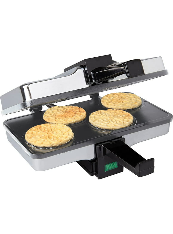 CucinaPro Piccolo Pizzelle Baker, Electric Press Makes 4 Mini Cookies at Once, Grey Nonstick Interior, Nonstick Maker For Fast Cleanup, Mother's Day Must Have