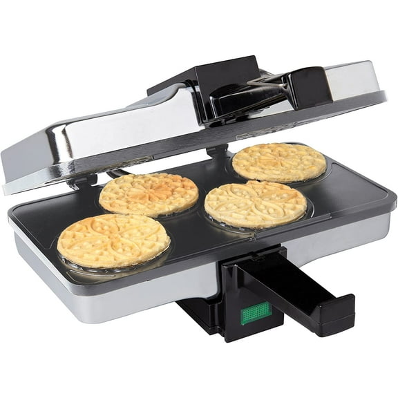 CucinaPro Piccolo Pizzelle Baker- Nonstick Electric Press Makes 4 Mini Cookies at Once- Recipe Guide Included - Fun Baking Supplies for Party, Italian Waffle Dessert Treat Making - Housewarming Gift