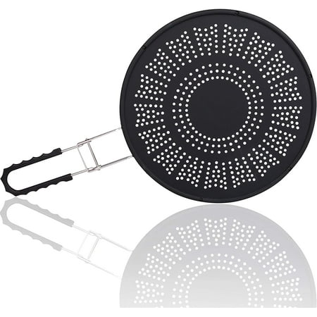 CucinaPro Silicone Splatter Screen- Multi Use XL 11.5" Oil and Grease Shield Guard and Strainer w Foldable Handle for Easy Storage kitchen baking
