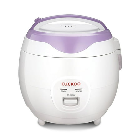 CUCKOO ELECTRONICS - Cuckoo CR-0671V Basic Electric Small Rice Cooker & Warmer, 6 cups - White/Purple