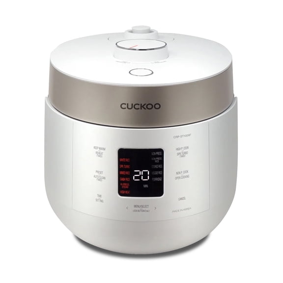 CUCKOO Twin Pressure Rice Cooker 6-Cup Uncooked / 12-Cup Cooked with Nonstick Inner Pot, Versatile Rice Maker & Warmer with 16 Menu Options, Open Cooking Mode, Voice Guide, White (CRP-ST0609FW)