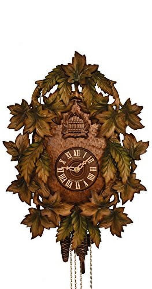 Cuckoo Clock 1Day Traditional with Green Painted Leaves Schneider