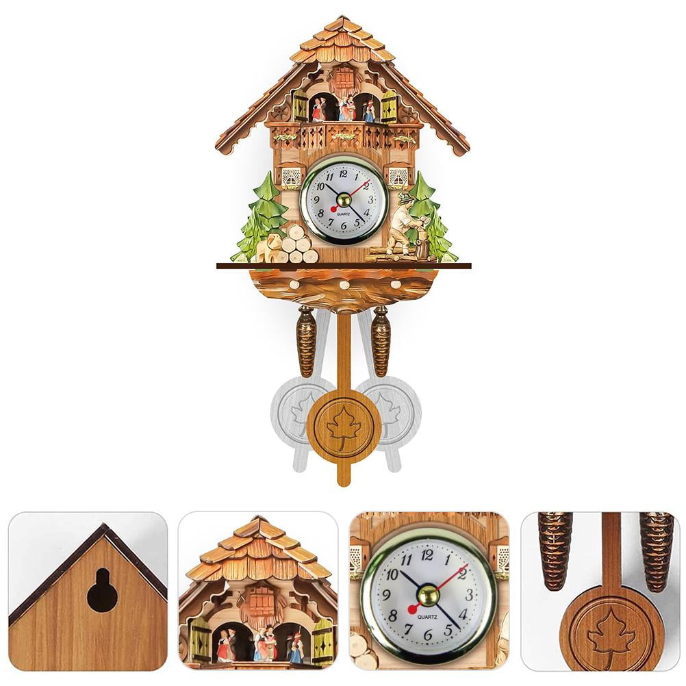 Cuckoo Clock Antique Wooden Cuckoo Birdhouse Wall Clock Home Decor