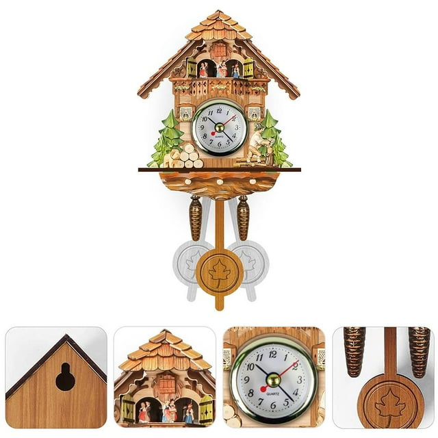 Cuckoo Clock Antique Wooden Cuckoo Birdhouse Wall Clock Home Decor