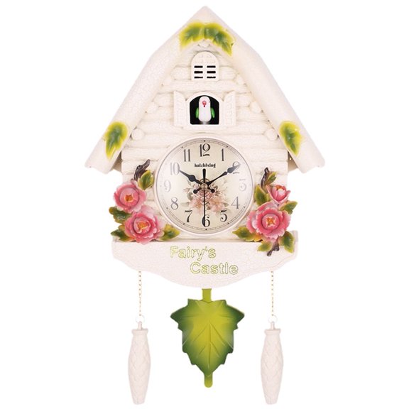Cuckoo Clock Birdhouse Wall Clock with Natural Bird Voices - Day and Hourly Alarm, Resin Pendulum Quartz Wall Clock for Gift, Home Decor, Office, and Living Room Decoration