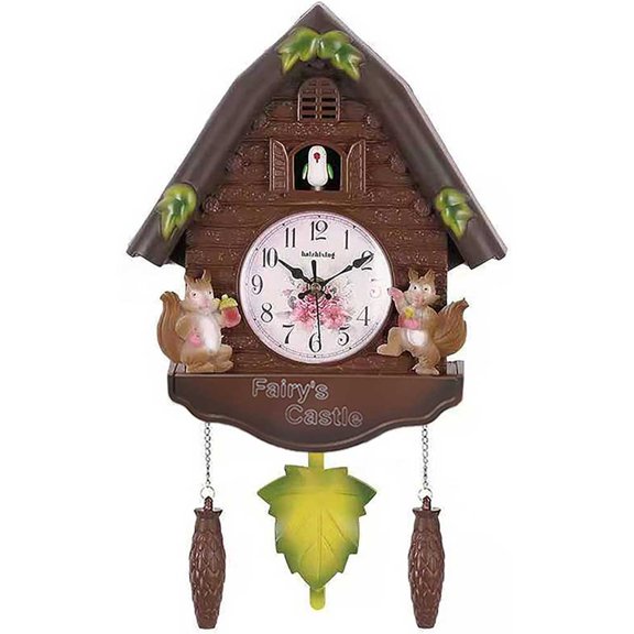 Cuckoo Clock Birdhouse Wall Clock with Natural Bird Voices - Day and Hourly Alarm, Resin Pendulum Quartz Wall Clock for Gift, Home Decor, Office, and Living Room Decoration