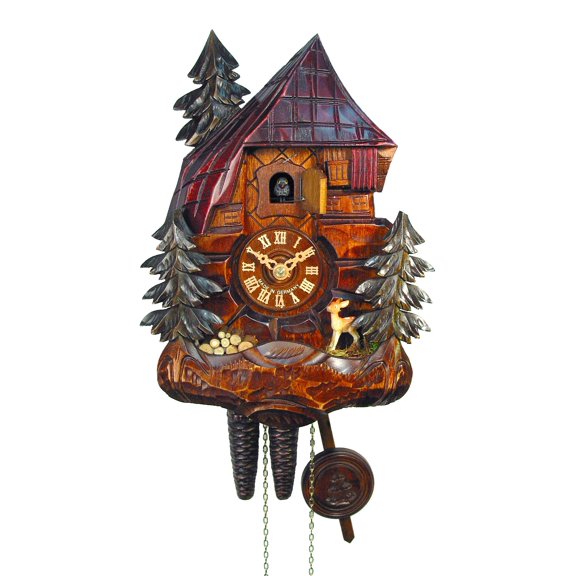 Cuckoo Clock Black Forest House, Deer, Bench