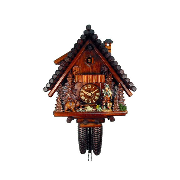 Cuckoo Clock Black Forest House, Hunter, Bear