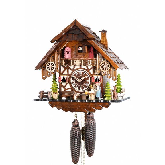 Cuckoo Clock Black Forest House, the Black Forest girl moves the corrugated wood