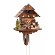 Cuckoo Clock Black Forest House with Movable Wood Chipper from ISDD