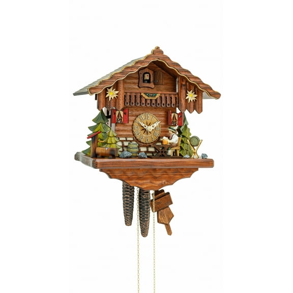 Cuckoo Clock Black Forest house with moving beer drinker KA 1696 EX