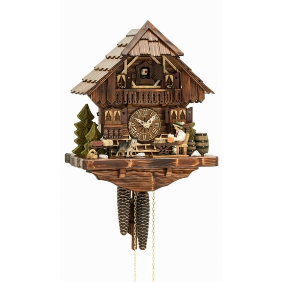Cuckoo Clock Black Forest house with moving beer drinker KA 1698 EX