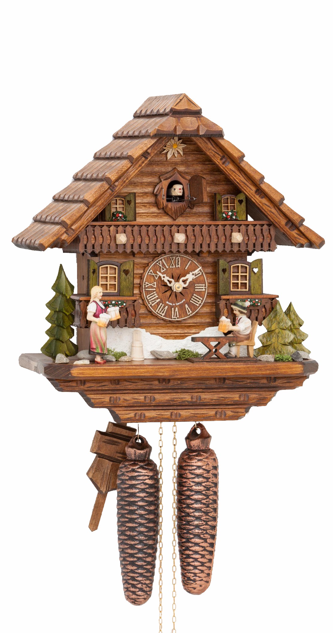 Quartz Cuckoo Clock Black Forest House with Moving Train, with music EN