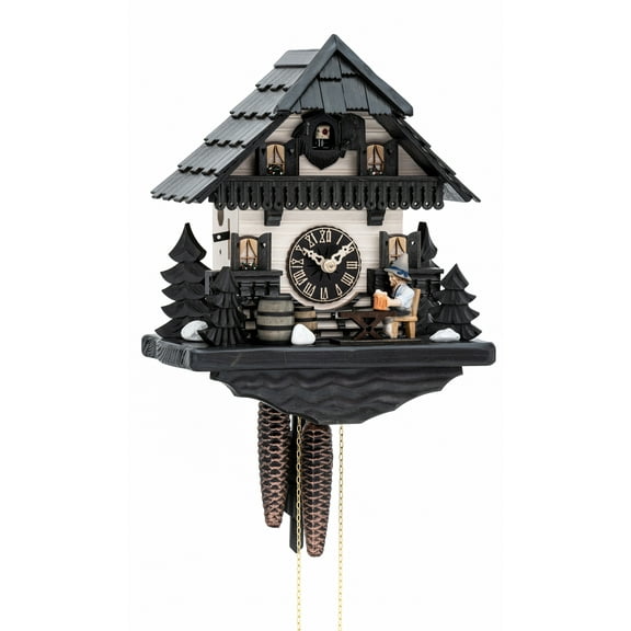 Cuckoo Clock Black Forest house with moving beer drinker