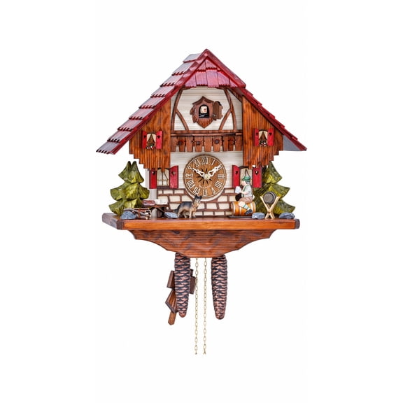 Cuckoo Clock Black Forest house with moving beer drinker