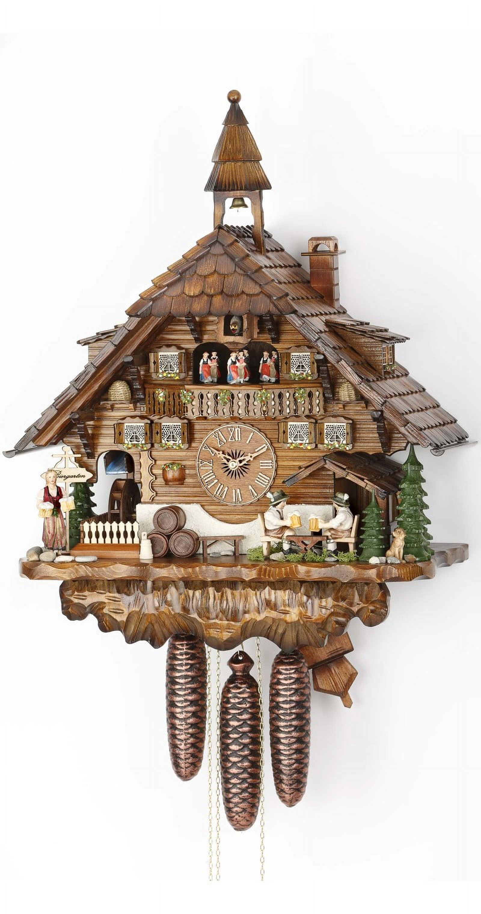 Quartz Cuckoo Clock Black Forest House with Moving Train, with music EN