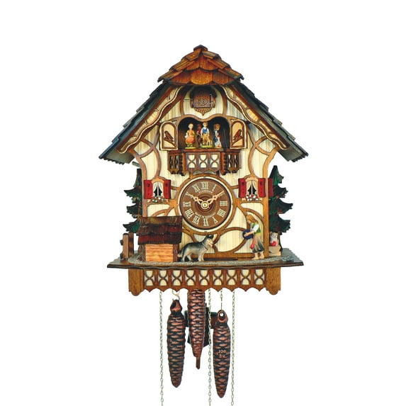 Cuckoo Clock Black Forest house with moving dog