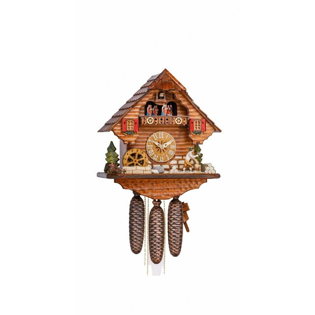 Cuckoo Clock Black Forest house with moving moving wood chopper KA 3744
