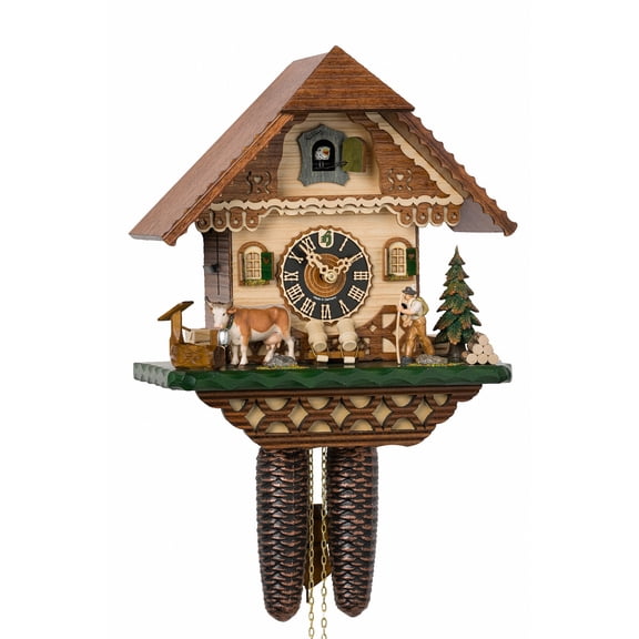 Cuckoo Clock Black Forest House with Moving Wanderer