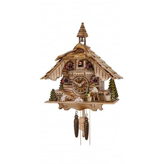 Cuckoo Clock Black Forest house with moving wood chopper