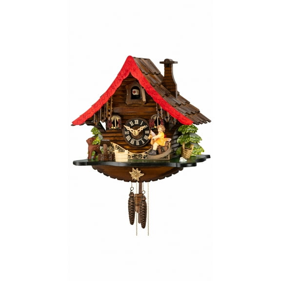 Cuckoo Clock Black forest house,moving seesaw