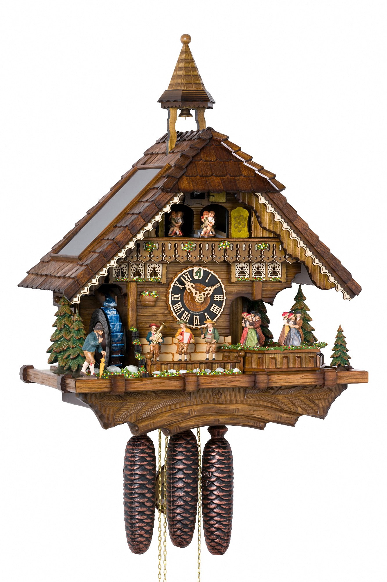 Cuckoo Clock Black forest house, turning mill-wheel with flowing water ...