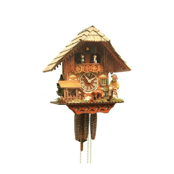 Cuckoo Clock Black forest house, turning mill-wheel