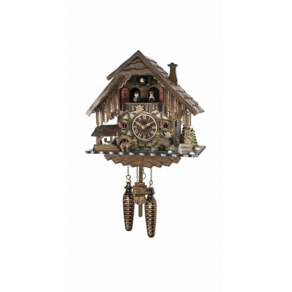 Cuckoo Clock Forester's House with moving dancers and moving bear