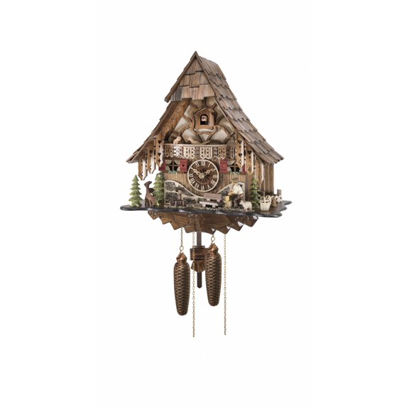 Cuckoo Clock House, wood chopper, dog