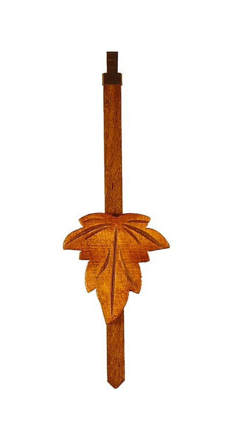 Cuckoo Clock Pendulum - 2.5" Maple Leaf With Hand-Painted Flowers, Brown, 7" Length