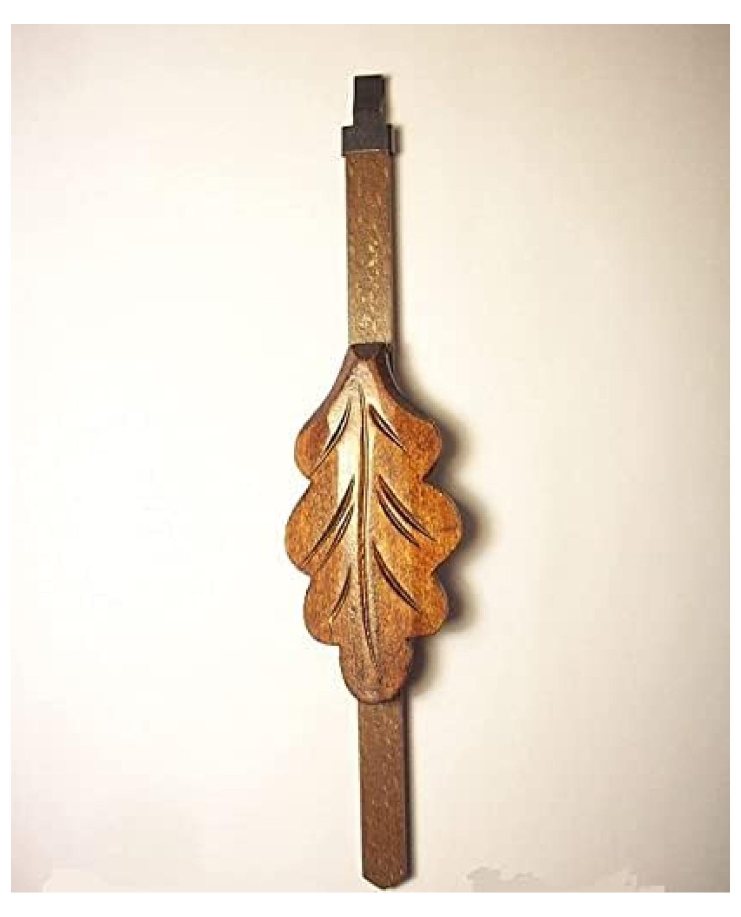 Cuckoo Clock Pendulum - 2.5" Maple Leaf With Hand-Painted Flowers, Brown, 7" Length