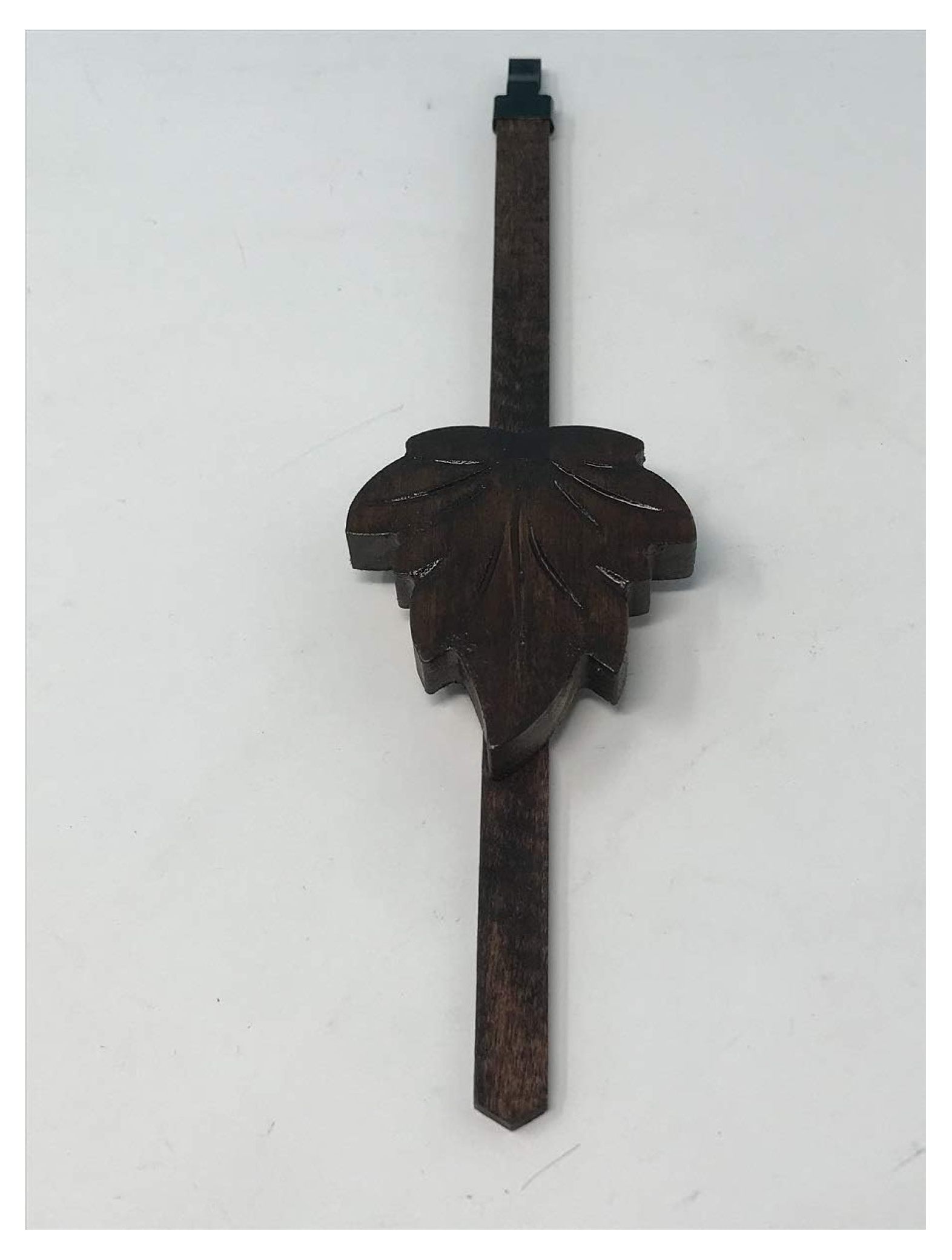 Cuckoo Clock Pendulum - 2.5" Maple Leaf With Hand-Painted Flowers, Brown, 7" Length