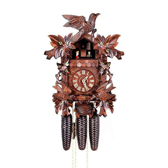 Cuckoo Clock Six Leaves, moving Birds, Nest