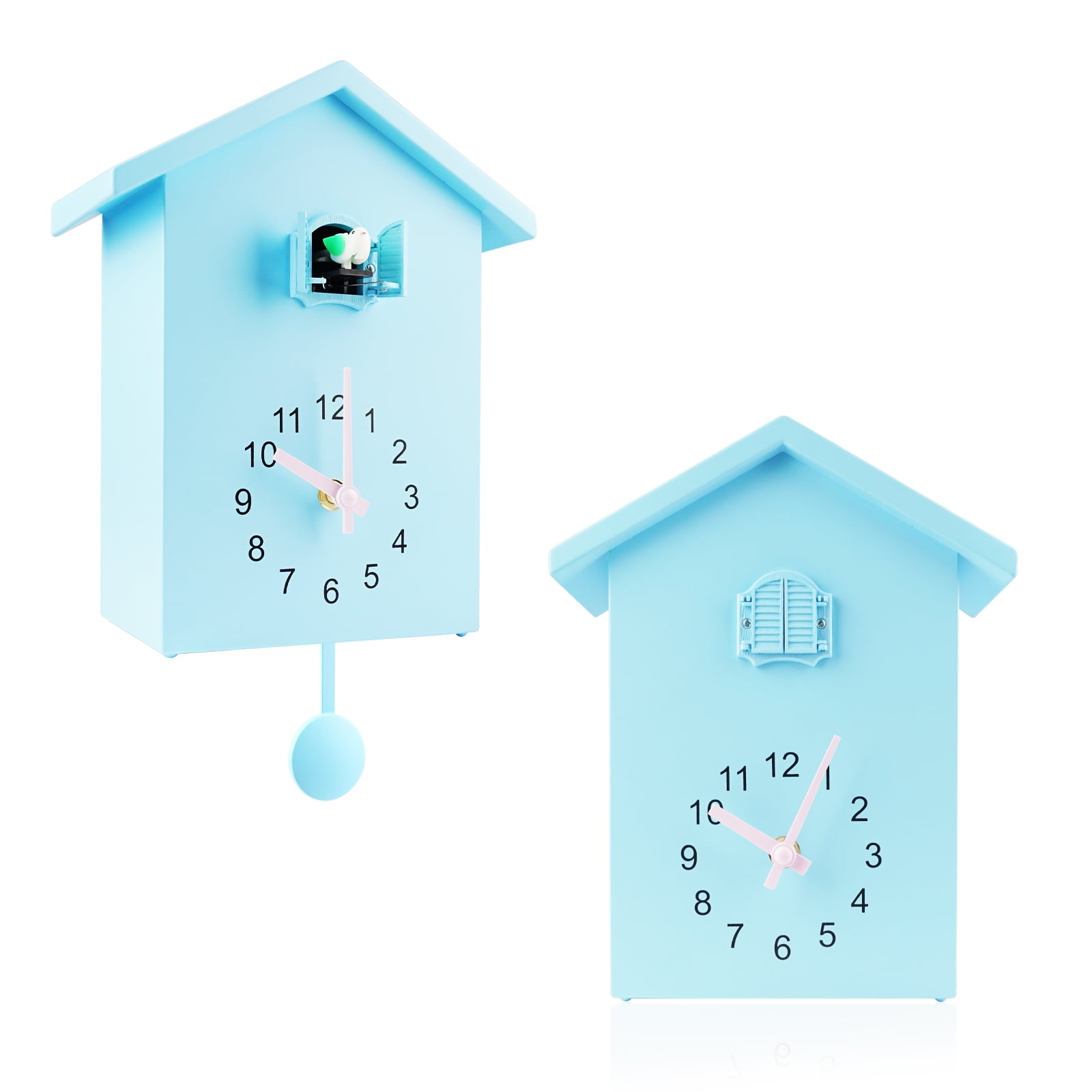 Blue ABS Battery Powered Modern Cuckoo Wall Clock