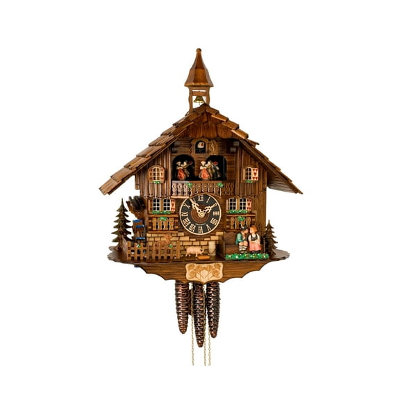 Cuckoo Clock moveable kissing Couple, turning mill-wheel HO 638T