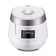CUCKOO High Pressure Rice Cooker 10-Cup Uncooked / 20-Cup Cooked with Nonstick Inner Pot, Large Rice Maker with 13 Menu Options and Steam Plate, Fuzzy Logic Tech, Voice Guide, White CRP-P1009SW