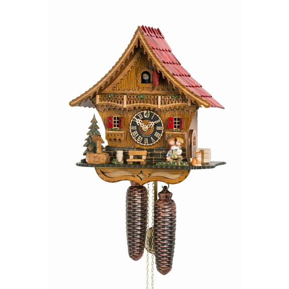 Cuckoo clock Black Forest house with movable kissing couple