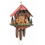 Cuckoo clock with spinning dancers, girl with movable arm