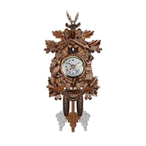 Cuckoowall Clock Chime Alarm Clock Retro Clock Wooden Living Room Clock,Wood Clock Wall Decor A
