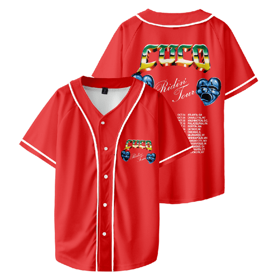 Cuco Ridin Tour 2025 Baseball Jersey Women Men V-Neck Short Sleeve Casual Trendy T-shirt